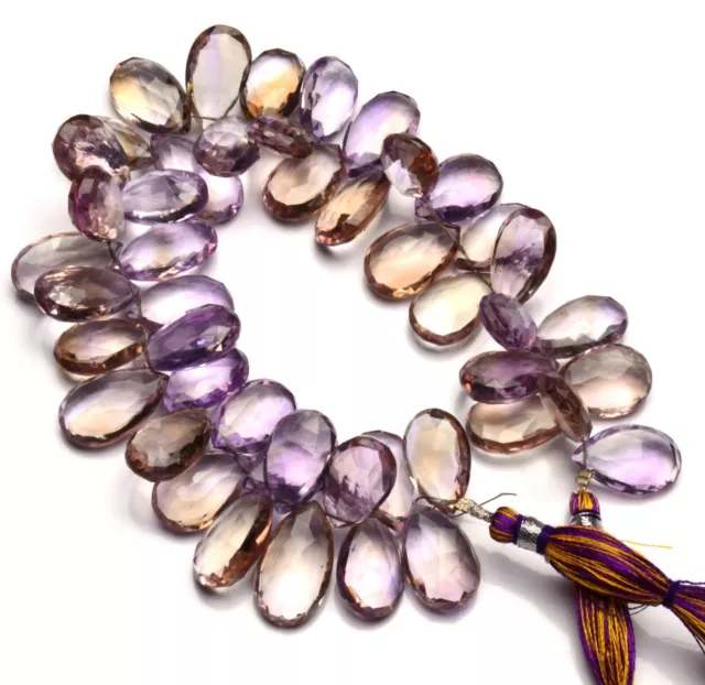 Natural Gemstone Ametrine 18x11 to 18x12MM Size Faceted Pear Briolette Beads 9" 3