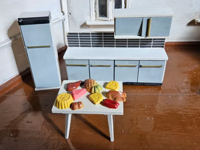 (RB)5025-1268-alte Puppenhaus Möbel, Küche aus Plastik, Spielzeug, Deko