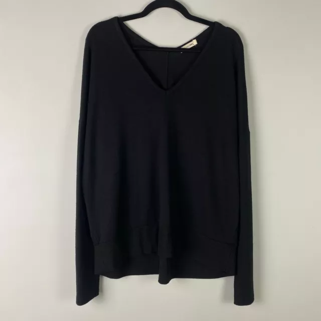 Rag & Bone Top Womens Medium Long Dolman Sleeve Black V Neck