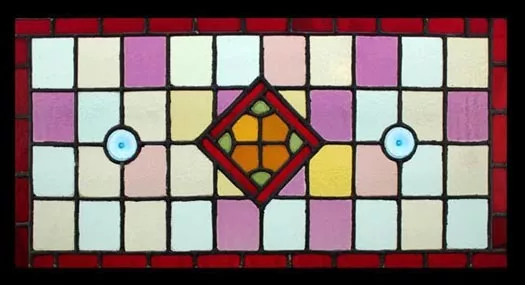 Antique English Victorian Stained Glass Rondels Window