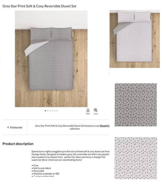 grau/weiß Sterndruck weich gemütlich wendbar Bettbezug Set - Kingsize