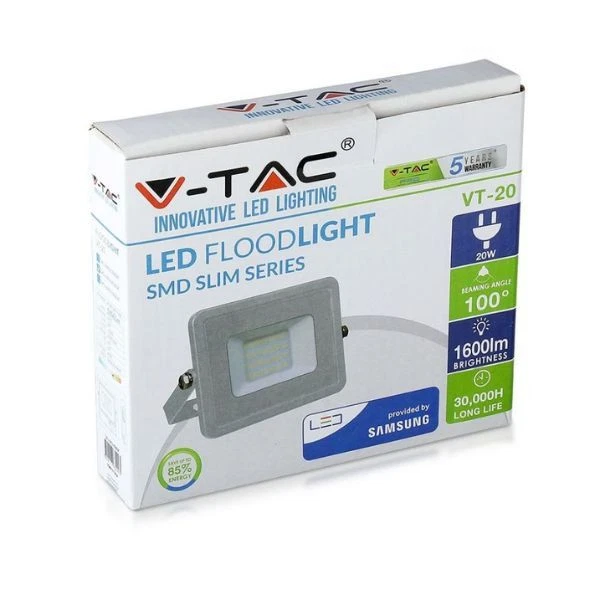 Faro Proiettore LED SMD Con Chip Samsung 20w Corpo Bianco IP65   V-Tac