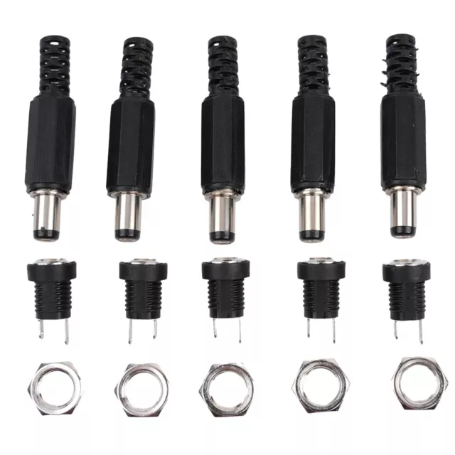 10 Pcs Male Barrel Jack Plug Female Socket Panel Mount