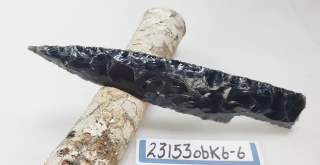 6.7" Obsidian Knife Blade - Hunting - Deco - Hand Knapped "Dragon Glass"