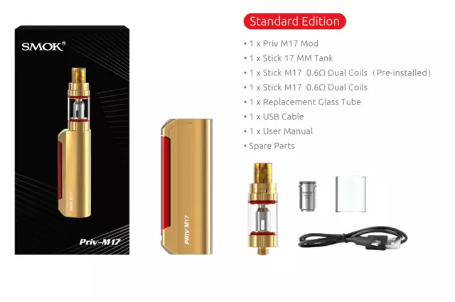 SMOK PRIV M17 E Cigarette Vape Kit Authentic 2ml tank TPD UK