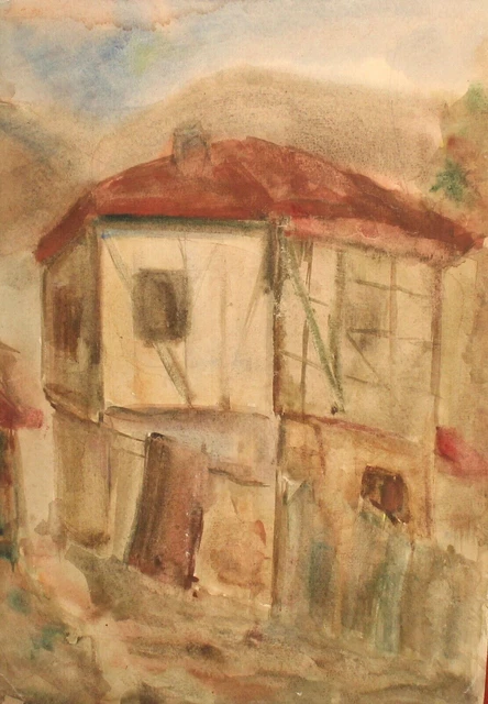 Aquarelle Originale Harry Walter Yorke - Paysage Barton 1922