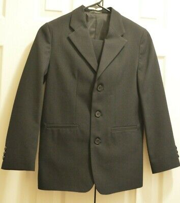 Boy's Black Amherst Suit with Pants Semi-Formal Wedding Ringbearer Church S 12