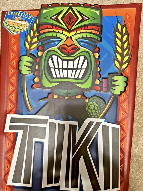 Galveston Island Brewing TIKI BEER Sign Tin Tacker NEW 21"X14.5" TEXAS Gulf Galveston Island Brewing TIKI BEER Sign Tin Tacker NEW 21"X14.5" TEXAS Gulf