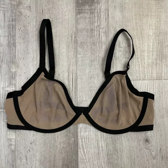 Cuup 34D Beige & Black Trim The Plunge Bra