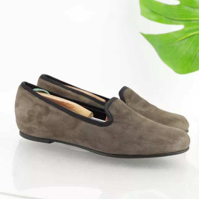 Munro Women's Jerrie Loafer Size 8.5 W Gray Taupe Suede Slip On Flat Shoe Comfy