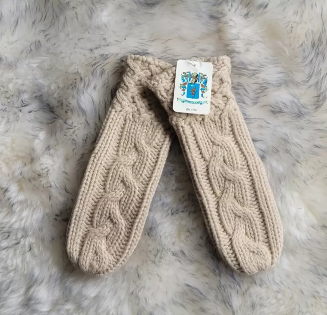 Nwt Portolano Cable And Rib Knit Mittens Oatmeal  Women's Os Wool/ Angora