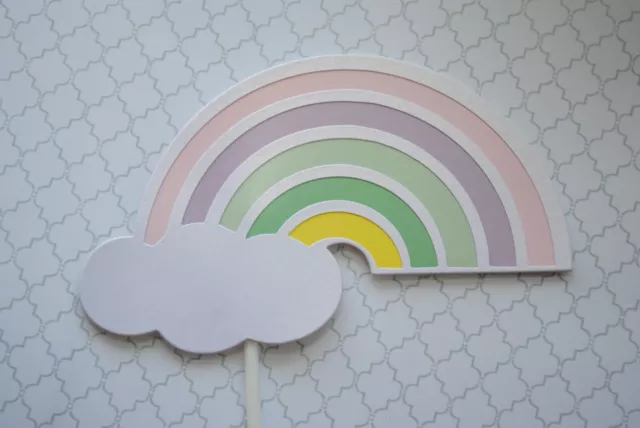 Pastel Rainbow Cloud Cake Topper Baby Shower 1st Birthday Over The Rainbow Party