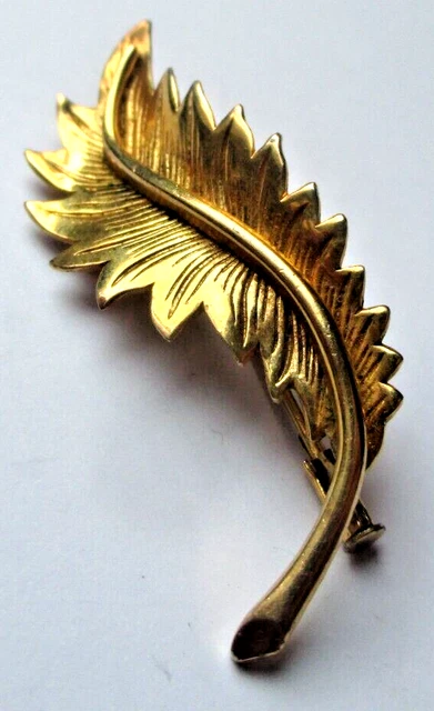Broche Vintage Couleur Or Feuille Ajourée - Bijou Ancien Rare - État Impeccable - Occasion