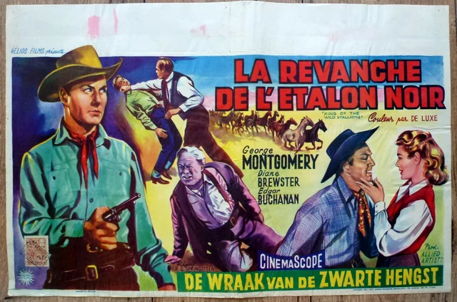 belgian poster western KING OF THE WILD STALLIONS, GEORGE MONTGOMERY, ETALON