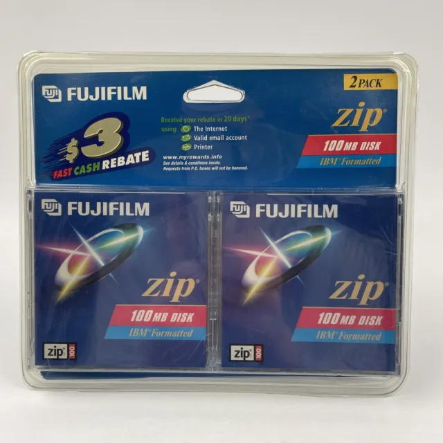 Fujifilm Zip 100mb Disco IBM Formateado Paquete de 2 Sellado