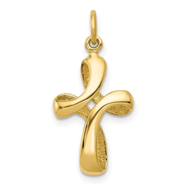 14K YELLOW GOLD Polished Cross Religious Charm Pendant 1.02 Inch $155. ...