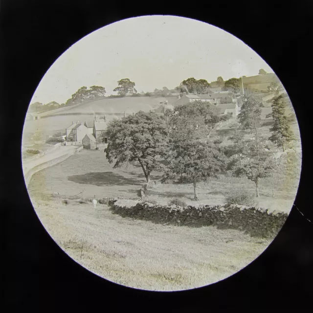 Glass Magic lantern slide UNKNOWN COUNTRYSIDE VILLAGE C1900