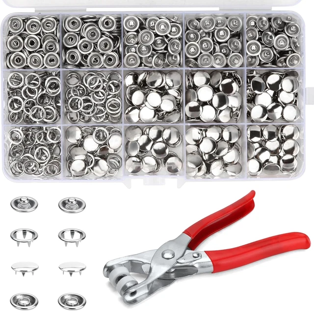 Bottoni A Pressione Ebay Kit Di 100 Bottoni A Pressione In Metallo Da 9,5 Mm, Con Pinze Di Fissaggio, Kit Di Attrezzi A Pressione, Bottoni A Pressione, Bottoni A Pressione, Senza Cuciture