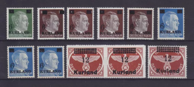 KURLAND 1945, Mi 1-4 + ABARTEN, 11 BRIEFMARKEN, POSTFRISCH **