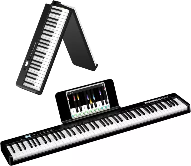 TERENCE Piano Keyboard with 88 Keys Foldable Digital Piano 1800mAh Battery Keys