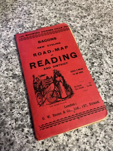 Vintage Bacon's New Cycling Road Map Of Reading And District