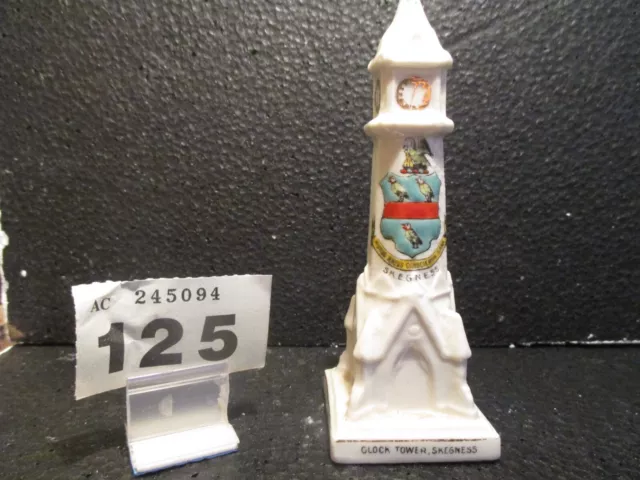 UNMARKED  Crested China Model of SKEGNESS CLOCK  with SKEGNESS Crest  (OB125)