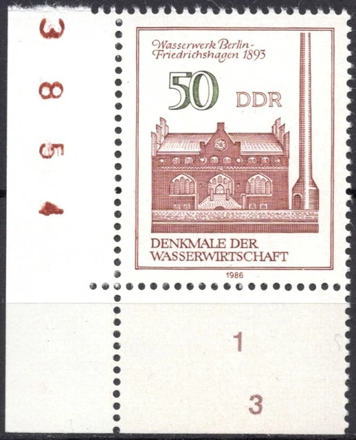 DDR 1986 Mi.Nr. 2995 ** postfrisch Eckrand mit DV Druckvermerk 1 FN 3