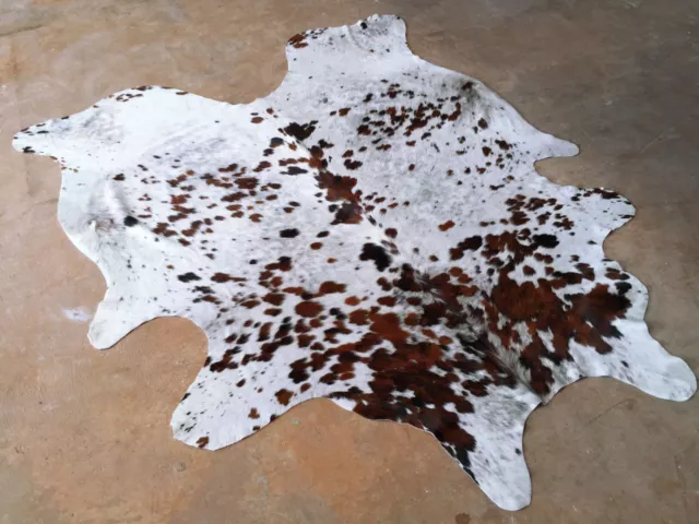 White Tricolor Cowhide Rug Hair on Hide Cow Skin Leather Cow Hide Area Rug SALE