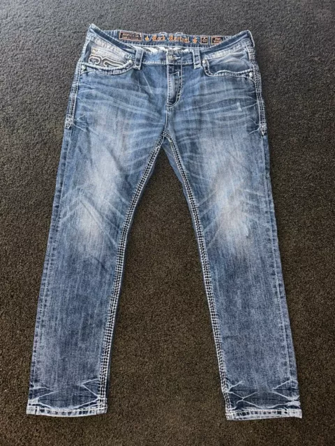 $220 Mens Rock Revival Jeans "Stan" Straight 40 X 32