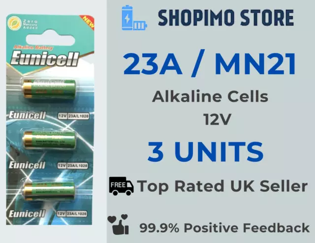 3 x MN21 23A 8LR23 23AE 12v Batteries Doorbell Chime Alkaline Eunicell Battery