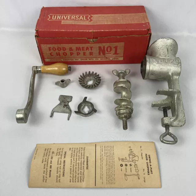 Vintage UNIVERSAL Food & Meat Chopper #1 w/Original Box & Instruction Pamphlet