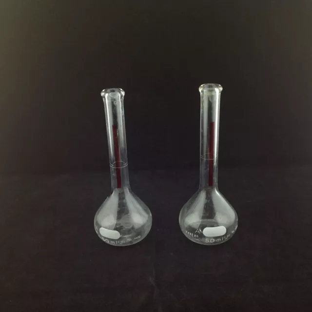 Corning 5600 50ml Red-Line Class A Flat Bottom Flask Beaker Lot of 2