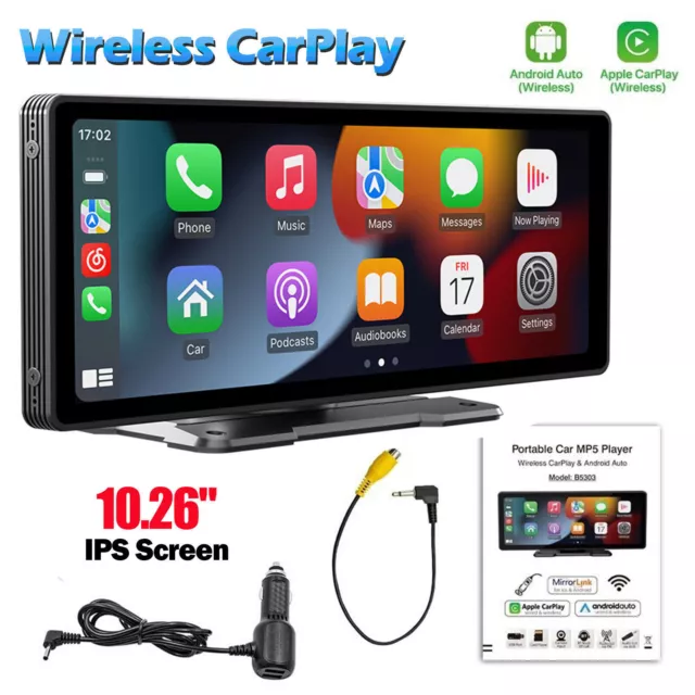 10.26" 2K Wireless CarPlay Android Auto Touchscreen Tragbare AutoRadio GPS FM BT