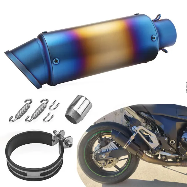 Blue Exhaust Muffler Tail Pipe For 51mm Universal Motorcycle ATV Dirt Bike