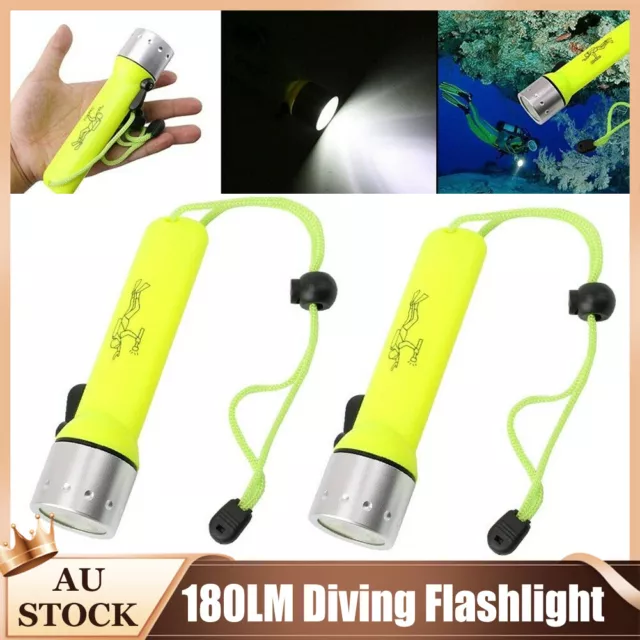 2X 60M Pro 180LM Waterproof T6 LED Diving Flashlight Torch Underwater Lamp Light