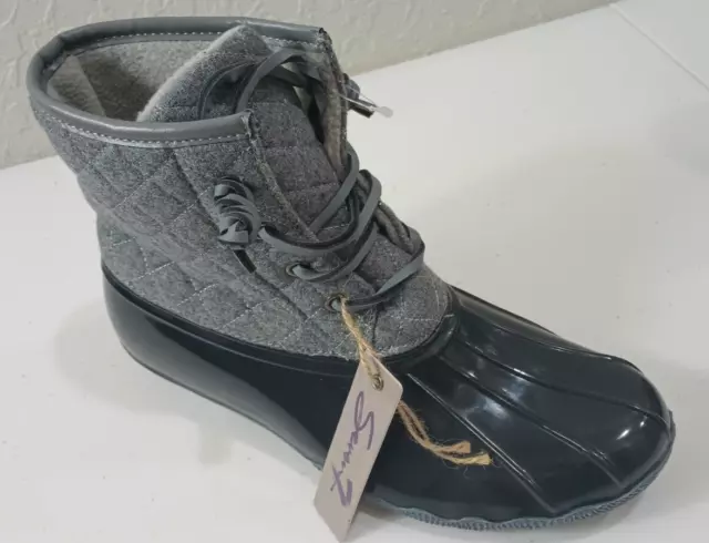 Seven7 Wool Goose Rain Duck Boots Womens Size 9 Black Gray Lace Up Ankle