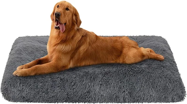 Dog Bed, Dog Mat Crate Pad, Plush Soft Pet Beds,Washable Anti-Slip 36x23.5" Gray