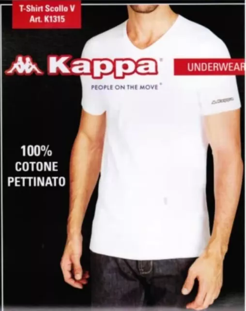 2/4 T-shirt Uomo a V KAPPA Maglietta Slim fit Cotone Maglia intima Mezza Manica 2