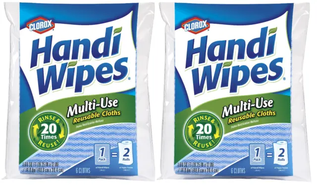 2 PACK Handi Cloths Multi Use and Purpose Cleaning Heavy Duty ~  12 Total!!