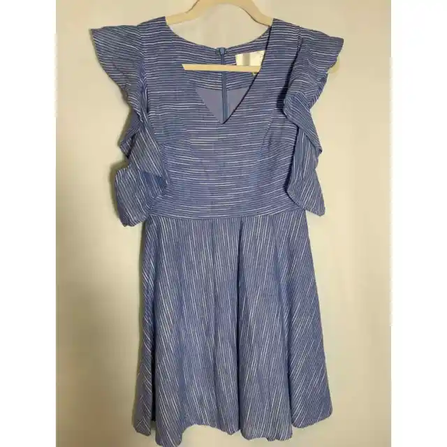 J.O.A. Los Angeles Blue White Stripe Cold Shoulder Dress Sz XS