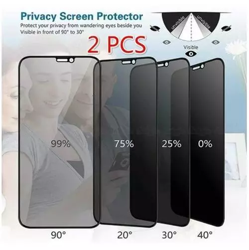 2Pcs Protección Ocular Intimidad Cristal IPHONE 11 Pro Privacidad Anti Spy 9H