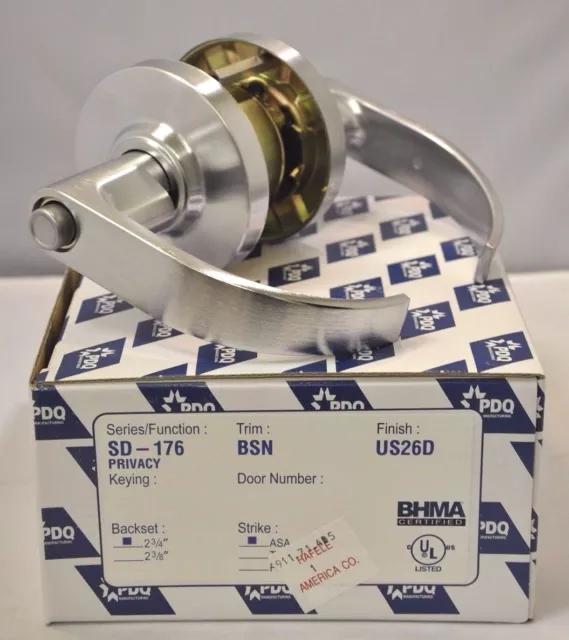Pdq Commercial Lockset Sd-176 Bsn Sd Privacy 2 3/4" Backset 26D