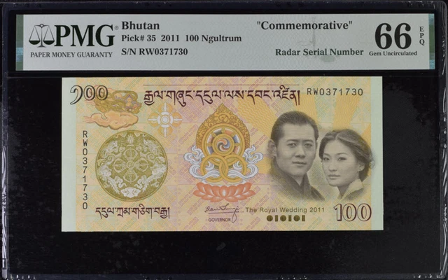 Bhutan 100 Ngultrum 2011 P 35 COMM. Gem UNC PMG 66 EPQ NR