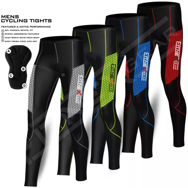 Mens Cycling Tights Padded Compression Trousers Sports Cycle Leggings Anti-Bac