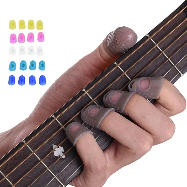 Lot de 12 prot��ge-doigts en silicone pour guitare ukul��l�� et guitare ��lectri