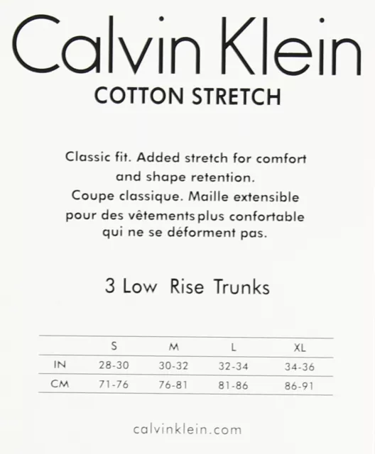 Calvin Klein Men's Low Rise Trunks 3-Pack Classic Fit, Cotton Stretch Underwear 2