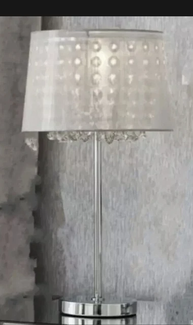 Next Home Silber Hayworth Tischlampe Verchromt Glas Perlen Feine Kette