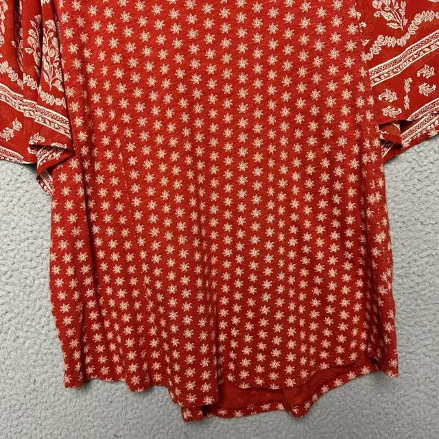 Lucky Brand Top Women Large Orange Floral Ditzy Western Bohemian Festival 3