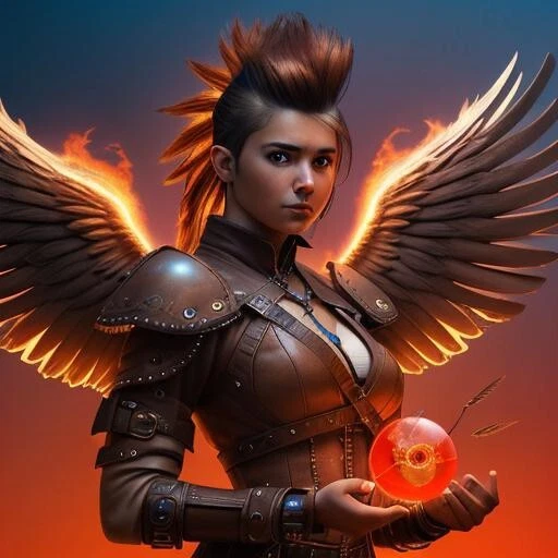 Steampunk Angels Native Archer Angel AI Art Digital Asset Digital Collectible
