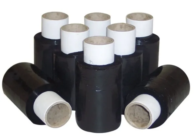 10 Rolls 100mm x 150m Black Mini Hand Pallet Cling Stretch Wrap Shrink Film